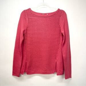 Elie‎ Tahari Cashmere Wool Blend Sweater Size Small Coral Open Weave